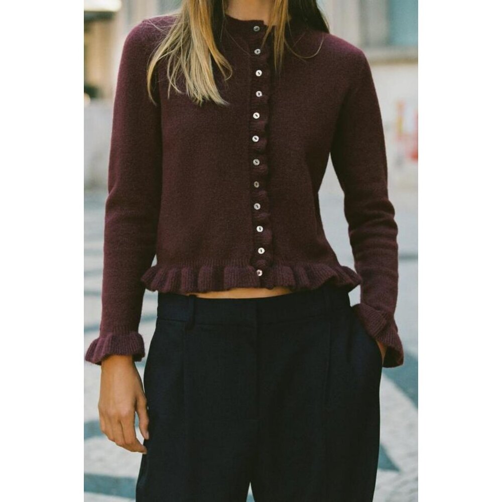 ZARA RUFFLED KNIT CARDIGAN - Picture 3 of 5